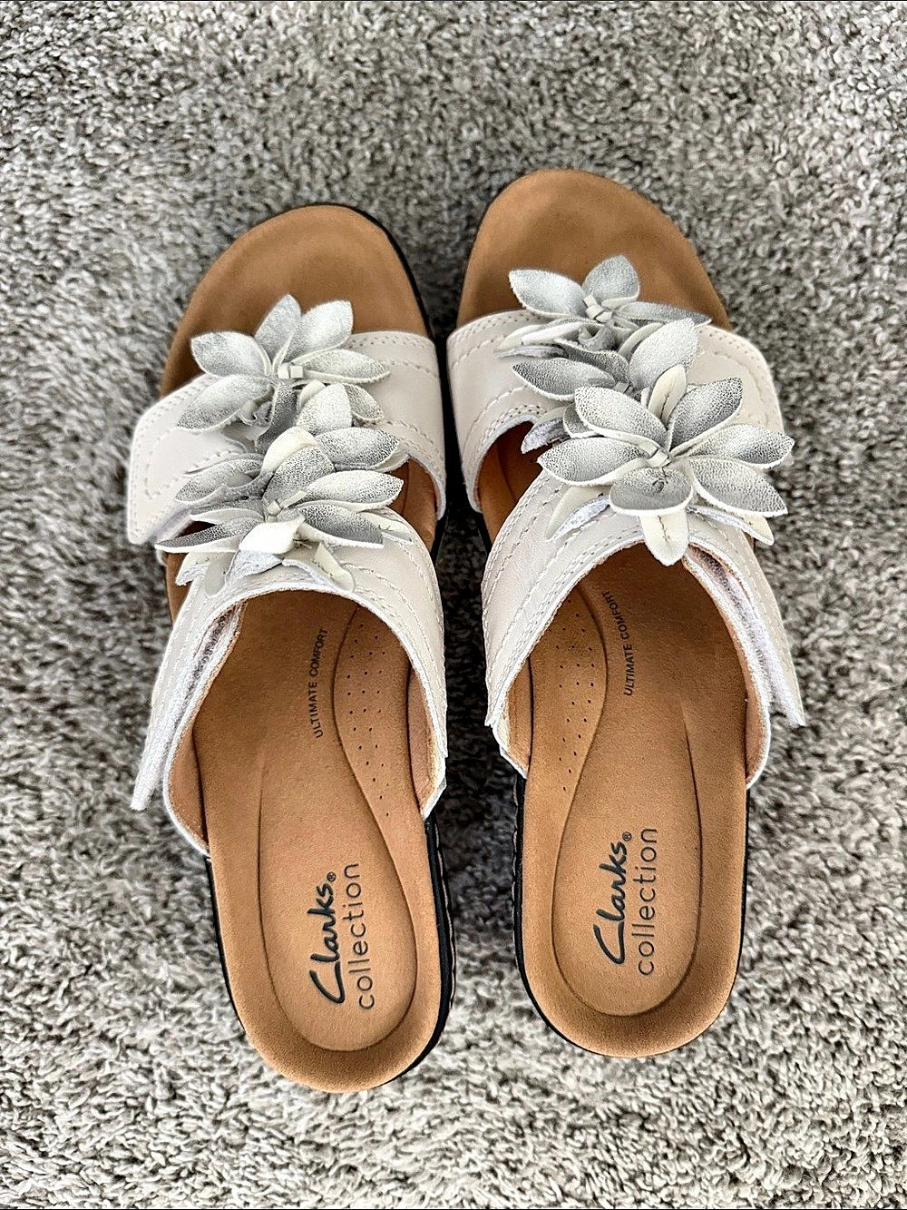 Clarks Merliah2 Belle Flower Wedge Sandals White & Brown